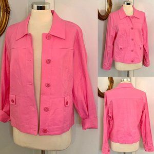 Pink Linen Blend Jacket Size 14 Barbiecore EUC career workwear office casual